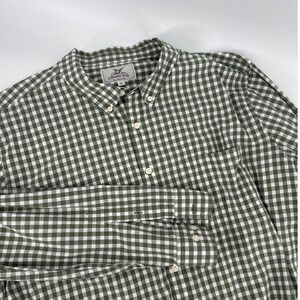 Madda Fella Mens XL Green Gingham Check Long Sleeve Button Down Cotton Shirt